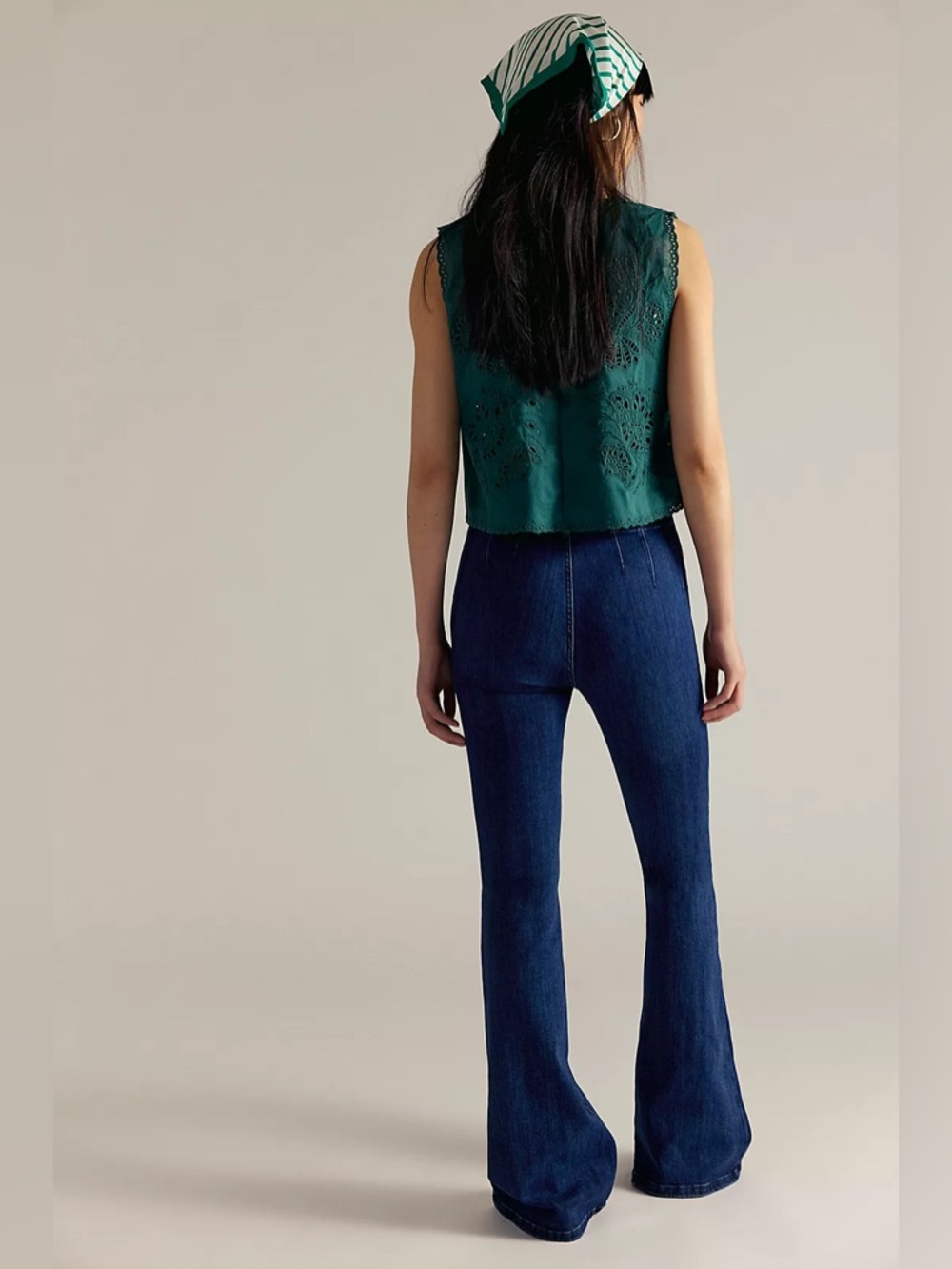 Free People We The Free Jayde High Rise Flare Leg Jeans Night Sky Size 24 - Picture 3 of 15